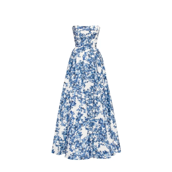 Milla Ravishing blue hydrangea corset maxi dress, Garden of Eden
