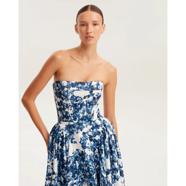 Milla Ravishing blue hydrangea corset maxi dress, Garden of Eden, view 4