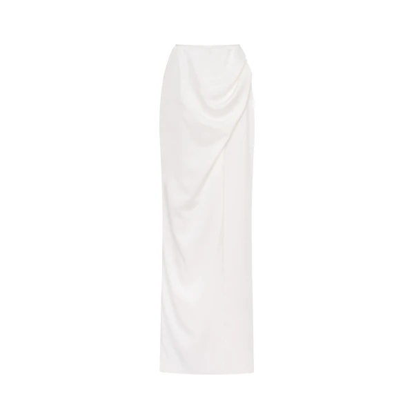Milla Refined fitted white maxi skirt with a slit, Midnight Walk
