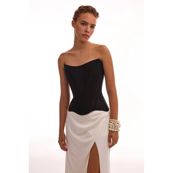 Milla Refined fitted white maxi skirt with a slit, Midnight Walk, view 4