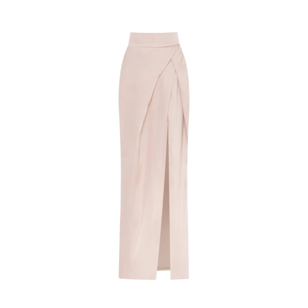 Milla Refined high-waisted maxi satin skirt with a slit, Midnight Walk
