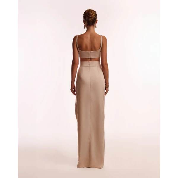 Milla Refined high-waisted maxi satin skirt with a slit, Midnight Walk, view 2
