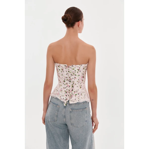 Milla Romantic apple blossom corset with rosebud appliques Top, view 2