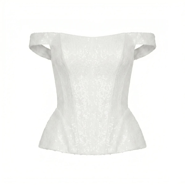 Milla Satin Ivory Corset with Sequins Top