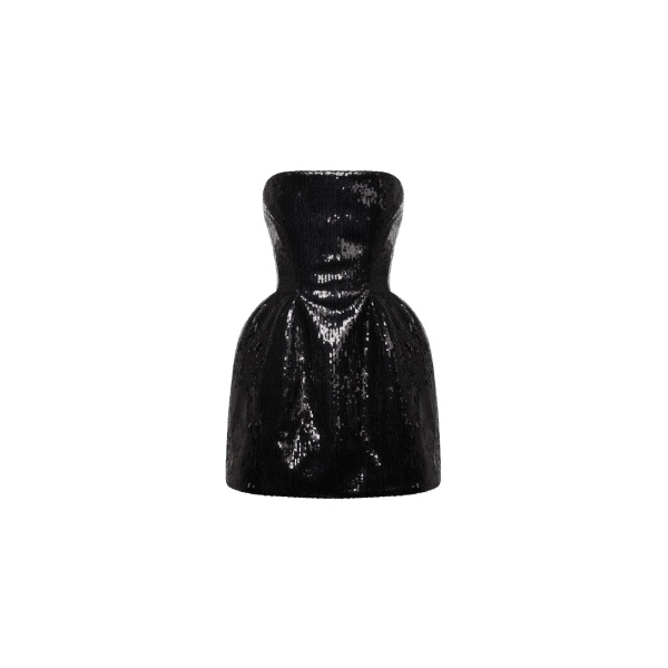 Milla Sculpted black shiny mini dress