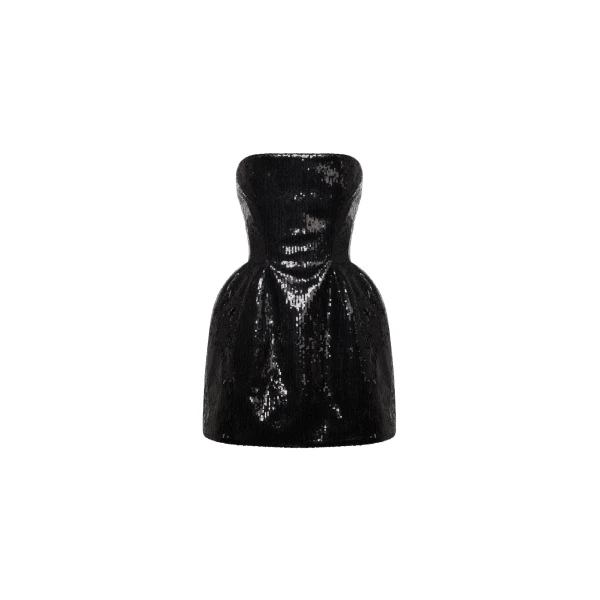 Milla Sculpted black shiny mini dress