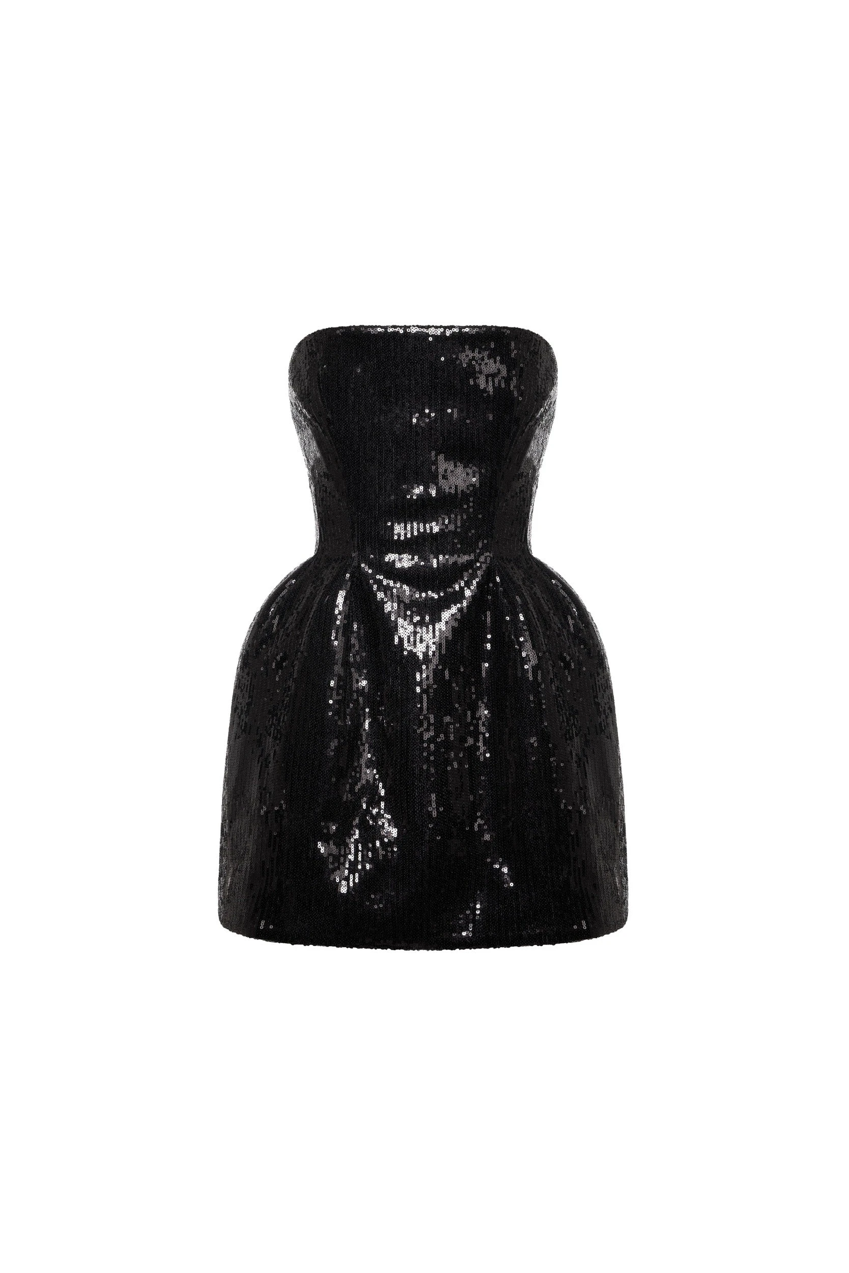 Milla Sculpted black shiny mini dress - Dresses - Ukrainian Luxury Evening Gown at Luxury Shoes Milla Sculpted black shiny mini dress