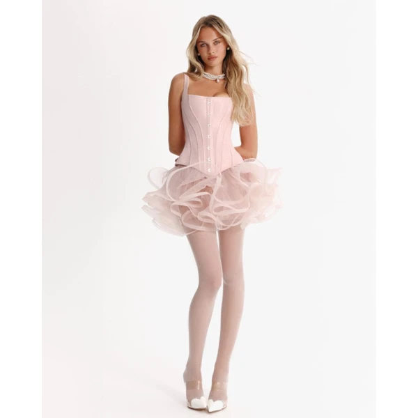 Milla Sculpting pink low-waist corset Top, view 4