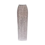 Midnight Walk - Skirts - Ukrainian Luxury Evening Gown at Luxury Shoes Milla Showstopper fully sequined silver fitted maxi skirt, Midnight Walk