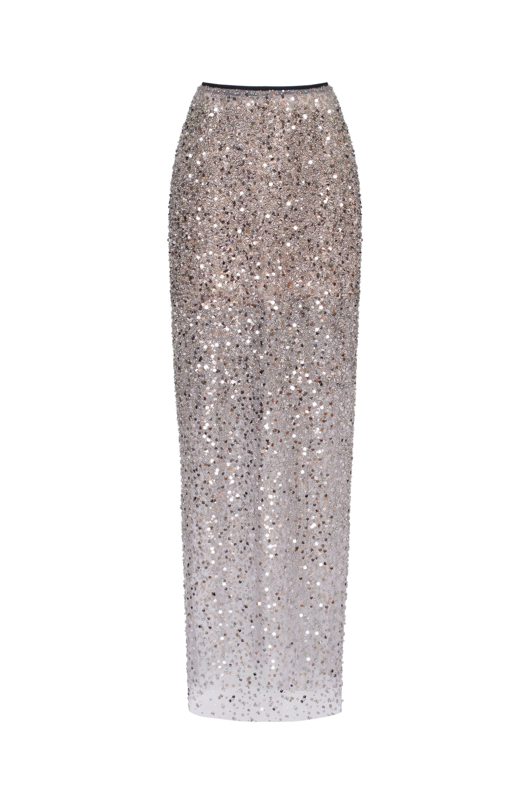Midnight Walk - Skirts - Ukrainian Luxury Evening Gown at Luxury Shoes Milla Showstopper fully sequined silver fitted maxi skirt, Midnight Walk