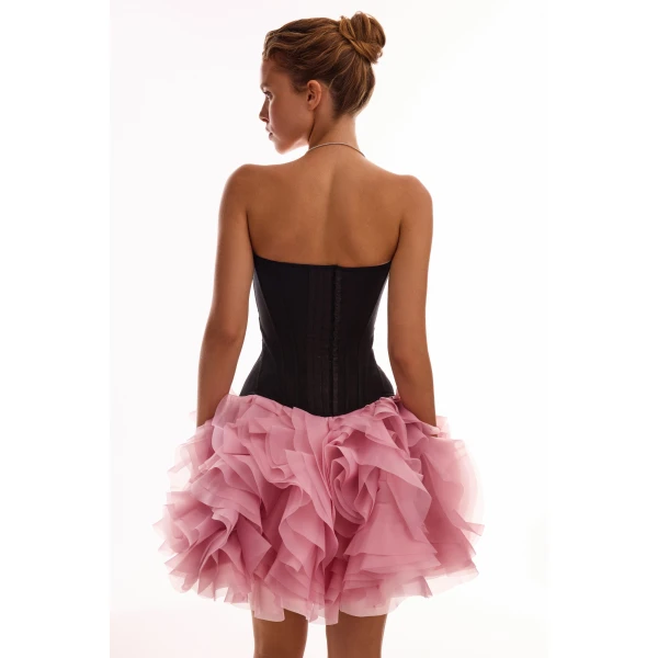 Milla Smart heart-shaped low-waist black fitted corset, Midnight Walk Top, view 2
