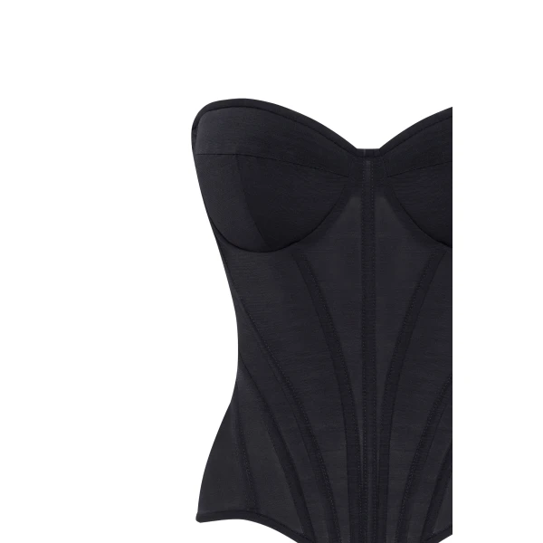 Milla Smart heart-shaped low-waist black fitted corset, Midnight Walk Top, view 4