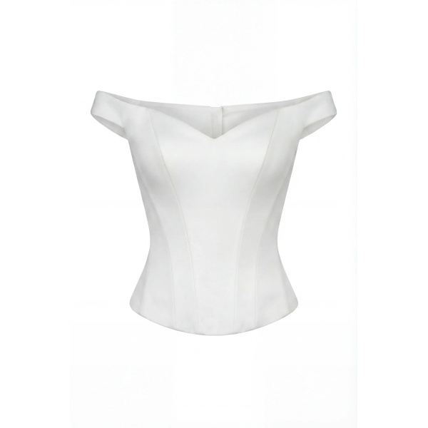 Milla Soft White Corset with Lace Trim Top