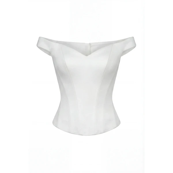 Milla Soft White Corset with Lace Trim Top