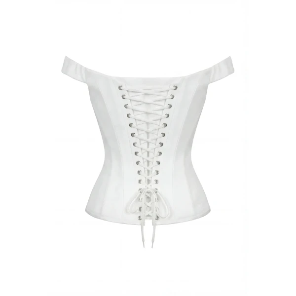 Milla Soft White Corset with Lace Trim Top, view 3