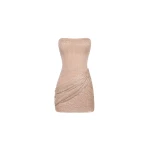 Milla Sparkling beige mini dress with draping - Dresses - Ukrainian Luxury Evening Gown at Luxury Shoes Milla Sparkling beige mini dress with draping