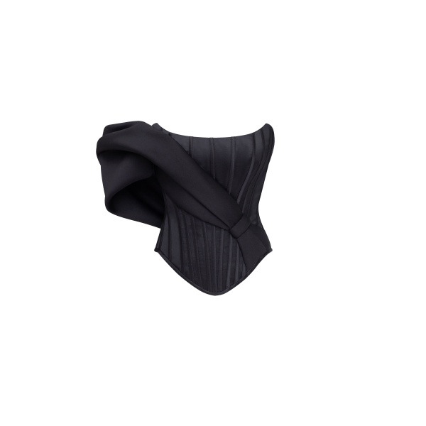 Milla Spectacular structured boned corset in black, Midnight Walk Top
