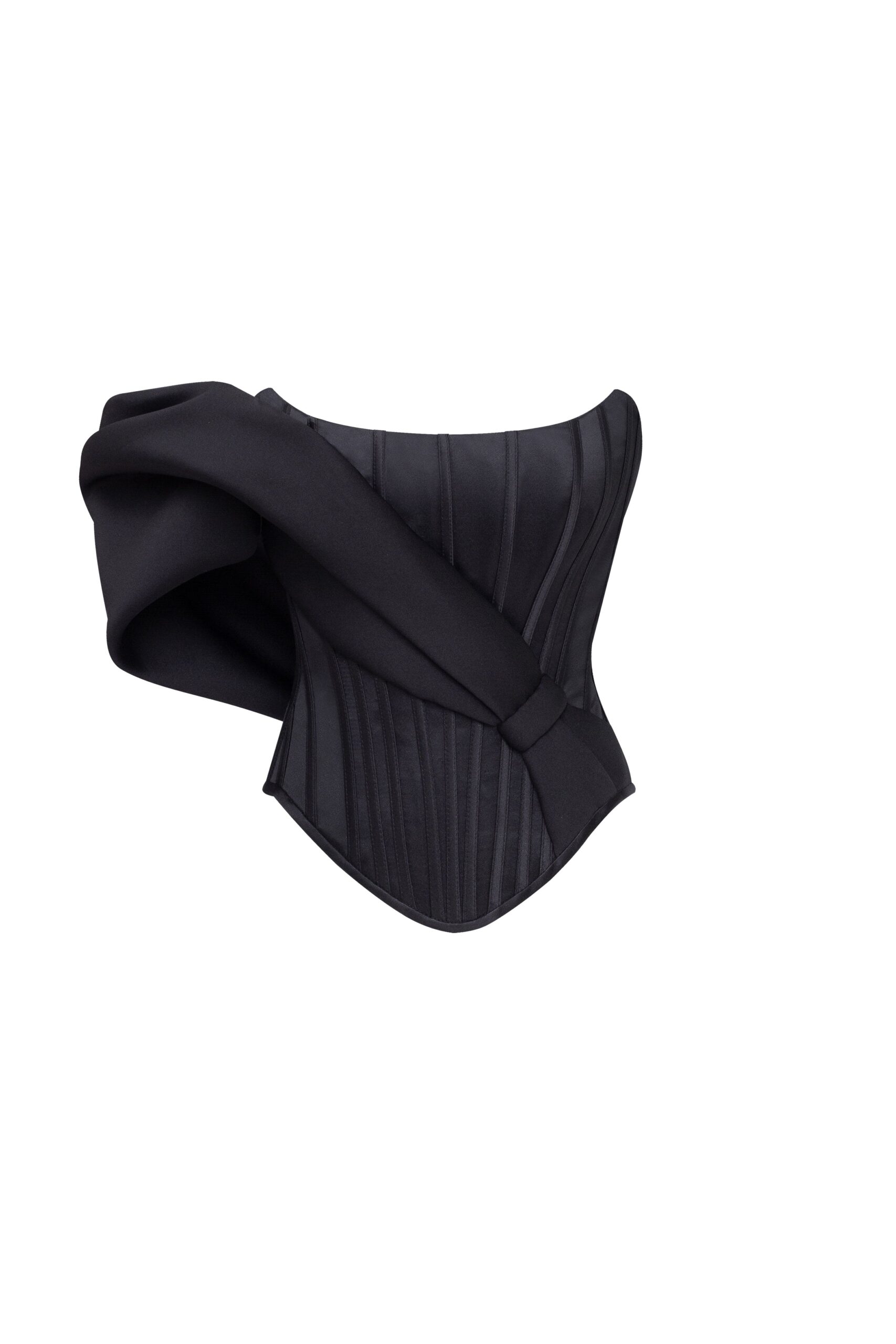 Midnight Walk - Tops - Ukrainian Luxury Evening Gown at Luxury Shoes Milla Spectacular structured boned corset in black, Midnight Walk Top