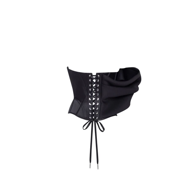 Milla Spectacular structured boned corset in black, Midnight Walk Top, view 3