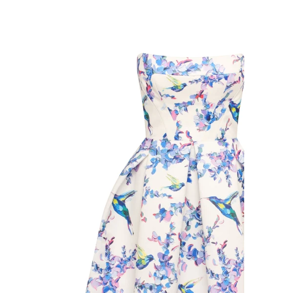 Milla Strapless midi dress with bird and flower print, Garden of Eden, view 5