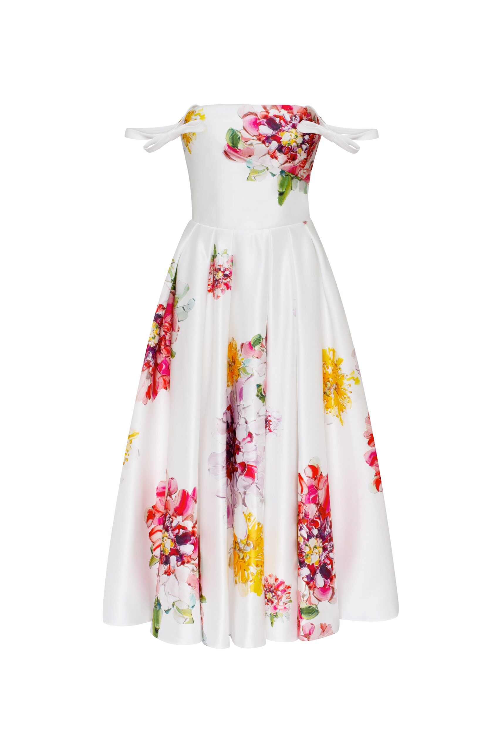 Glow-Up - Dresses - Ukrainian Luxury Evening Gown at Luxury Shoes Milla Tea-length ivory floral dress, Glow-Up