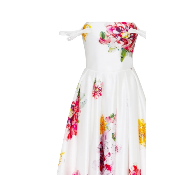 Milla Tea-length ivory floral dress, Glow-Up, view 5