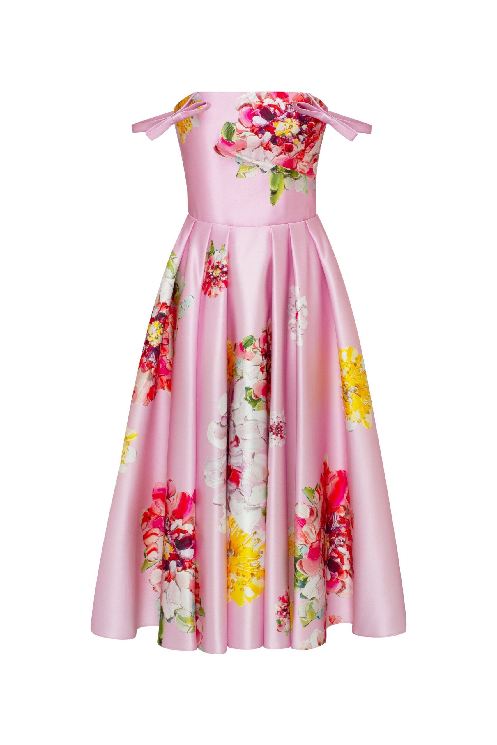Glow-Up - Dresses - Ukrainian Luxury Evening Gown at Luxury Shoes Milla Tea-length pastel pink floral dress, Glow-Up
