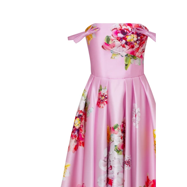 Milla Tea-length pastel pink floral dress, Glow-Up, view 5