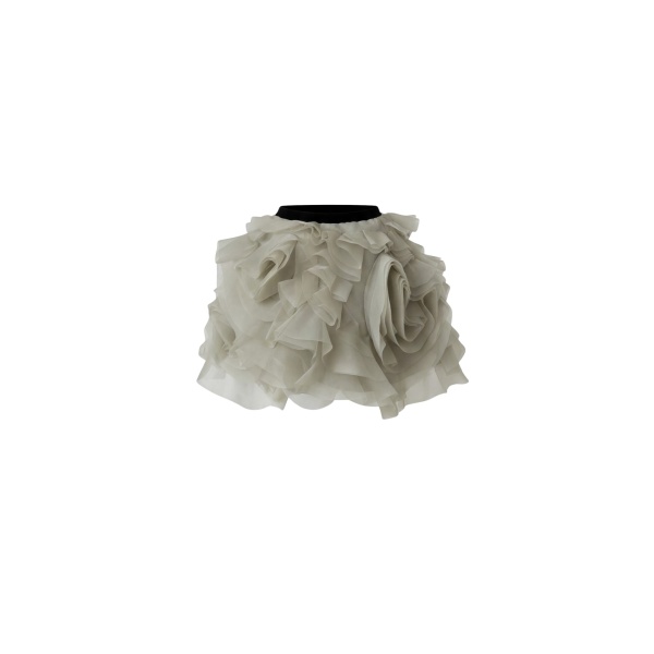 Milla Voluminous olive organza floral mini skirt