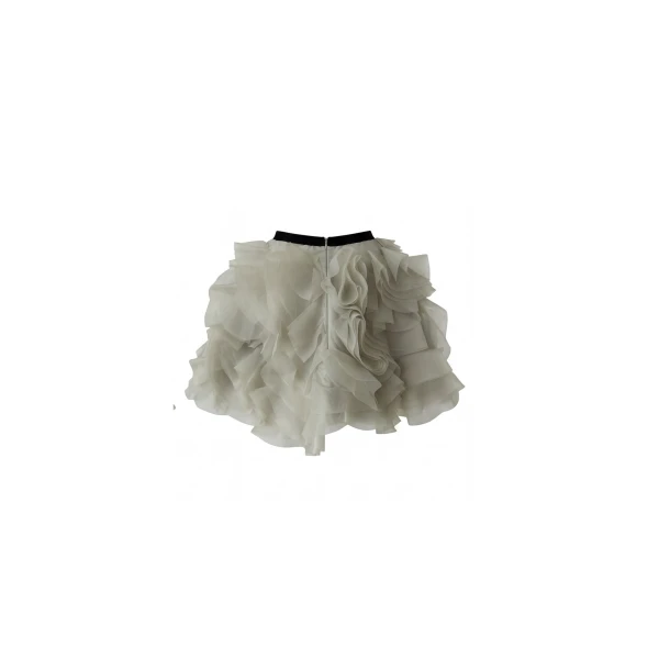 Milla Voluminous olive organza floral mini skirt, view 3