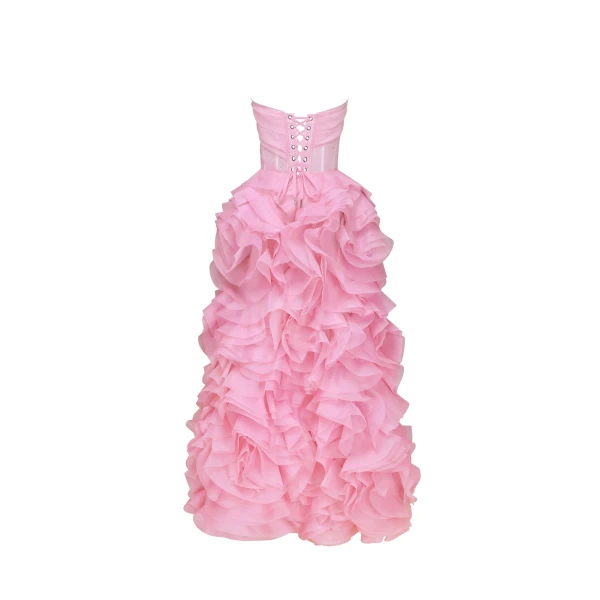 Milla Voluminous rose appliques pink maxi dress, Garden of Eden, view 3