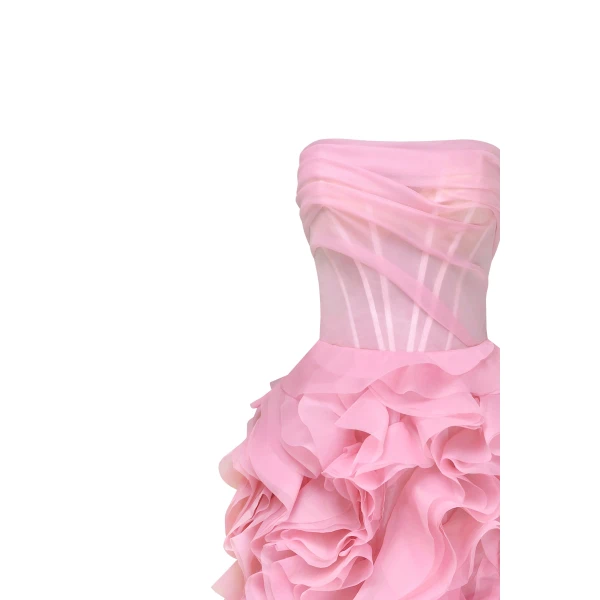Milla Voluminous rose appliques pink maxi dress, Garden of Eden, view 5