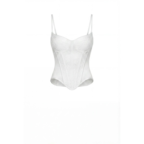 Milla White Corset with Chantilly Lace Top