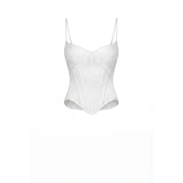 Milla White Corset with Chantilly Lace Top