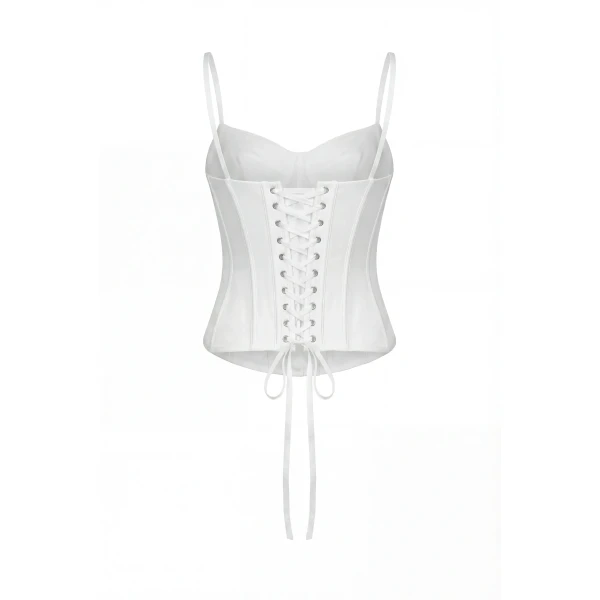 Milla White Corset with Chantilly Lace Top, view 3