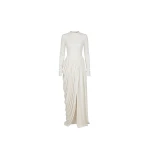 Milla White Maxi Dress with Slit and Long Sleeves