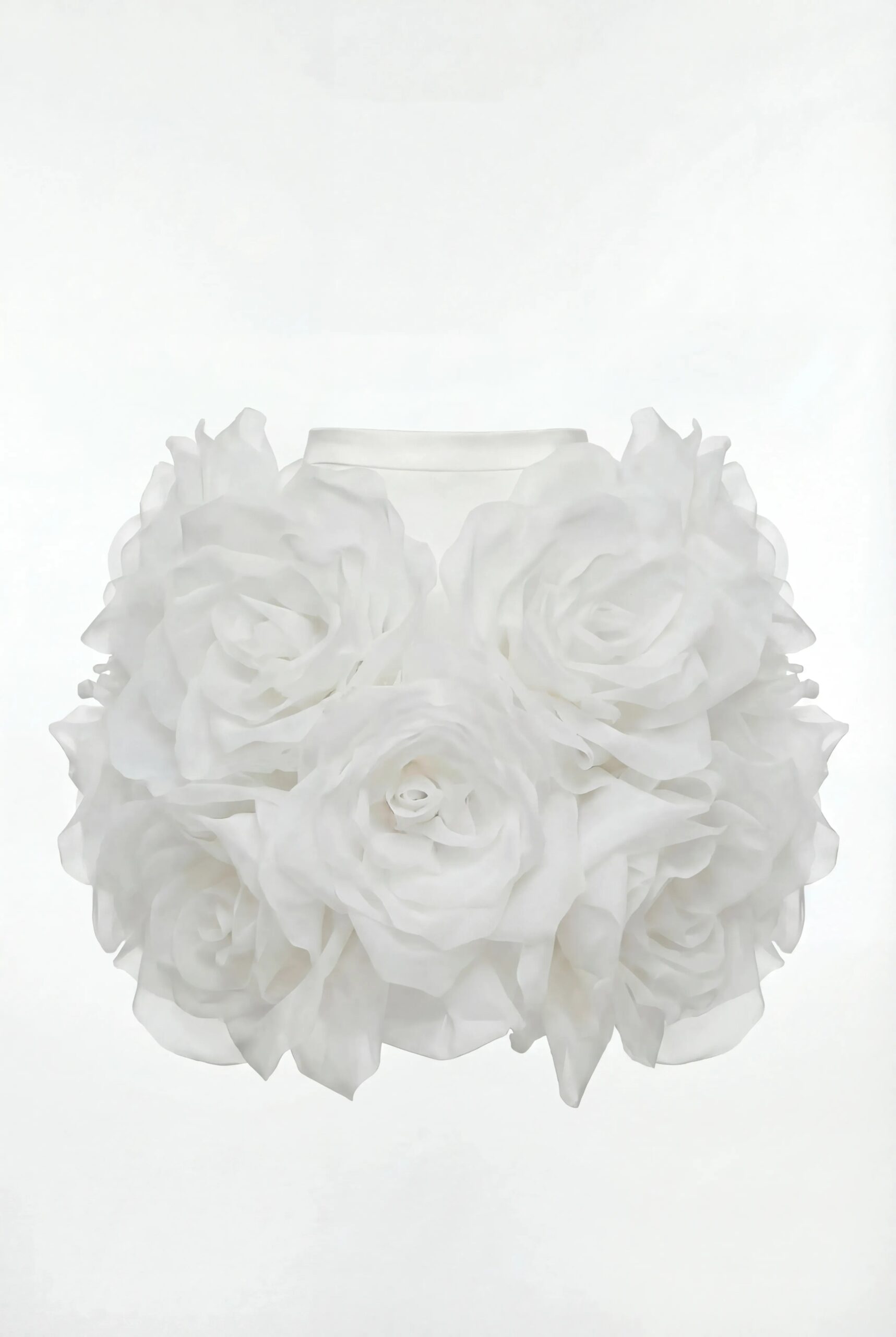 Milla White Mini Skirt with Organza Flowers - Skirts - Ukrainian Luxury Evening Gown at Luxury Shoes Milla White Mini Skirt with Organza Flowers