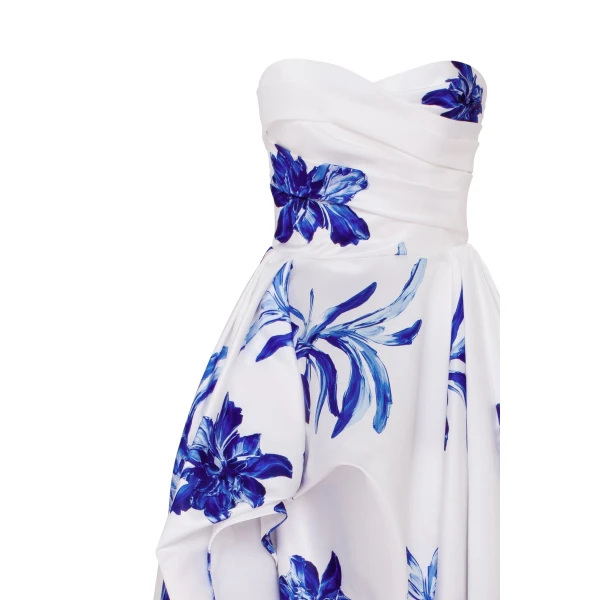 Milla Wonderful white A-line maxi dress with blue flowers, Glow-Up, view 5