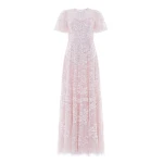 Needle and Thread Anais Sequin Short Sleeve Gown in Shell