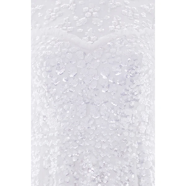 Needle and Thread Anais Sequin Short Sleeve Gown in Swan White, view 4