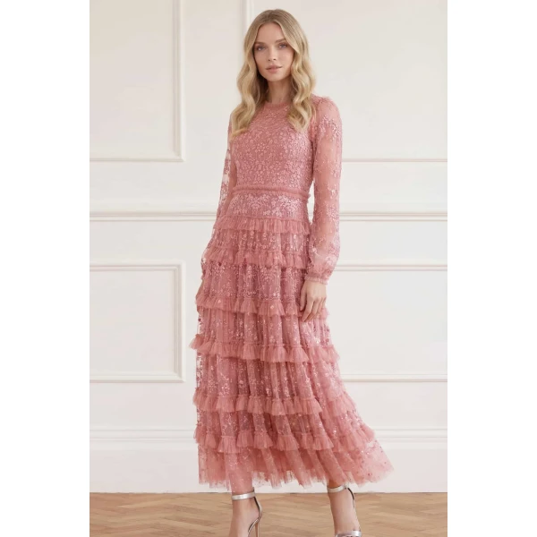 Needle and Thread Blossom Lace Ankle Gown in Misty Rose, view 2