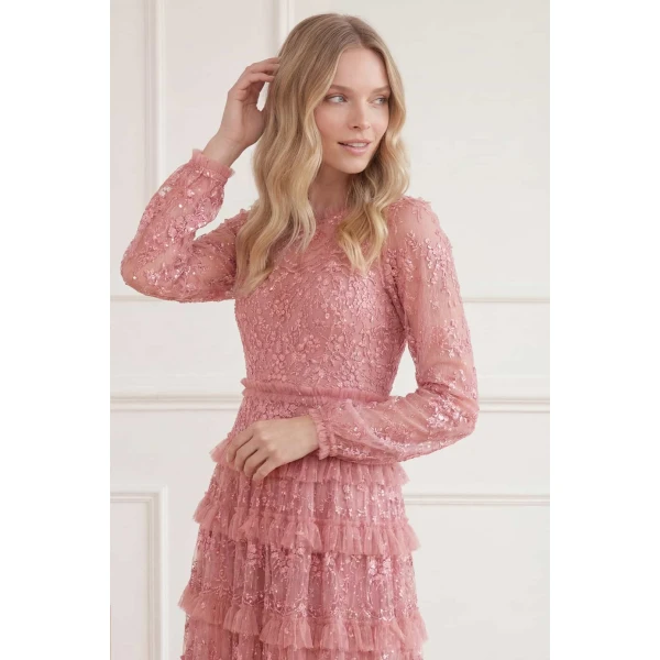 Needle and Thread Blossom Lace Ankle Gown in Misty Rose, view 3