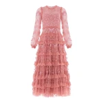 Needle and Thread Blossom Lace Ankle Gown in Misty Rose