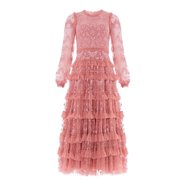 Needle and Thread Blossom Lace Ankle Gown in Misty Rose