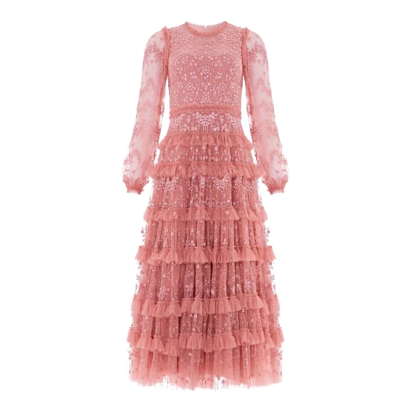 Needle and Thread Blossom Lace Ankle Gown in Misty Rose