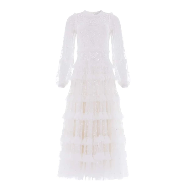 Needle and Thread Blossom Lace Ankle Gown in Swan White