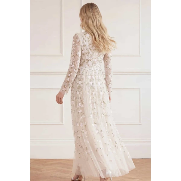 Needle and Thread Camellia Ditsy Ankle Gown in Cream/Multi, view 6