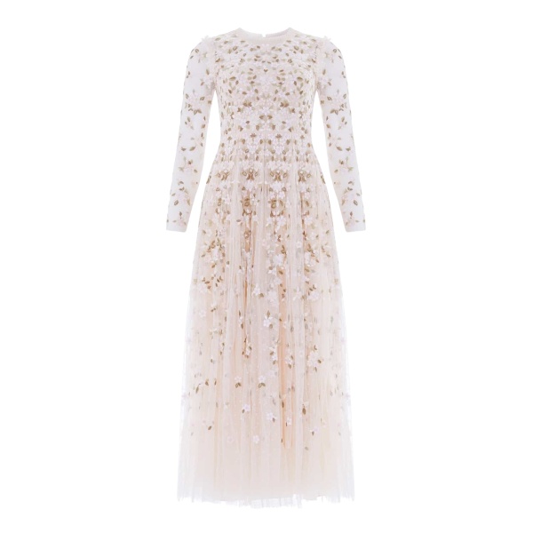 Needle and Thread Camellia Ditsy Ankle Gown in Cream/Multi