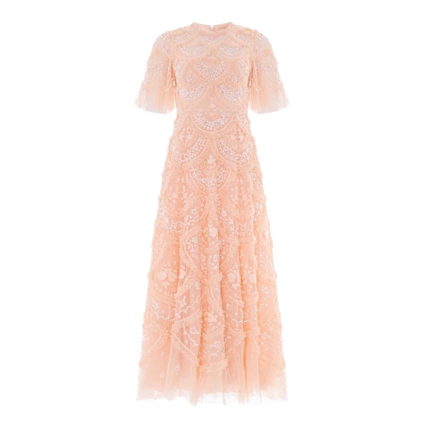 Needle and Thread Carmen Ruffle Ankle Gown in Apricot Blush