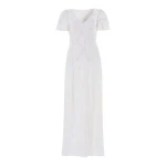 Needle and Thread Cherry Blossom Satin Short Sleeve Gown in Cream